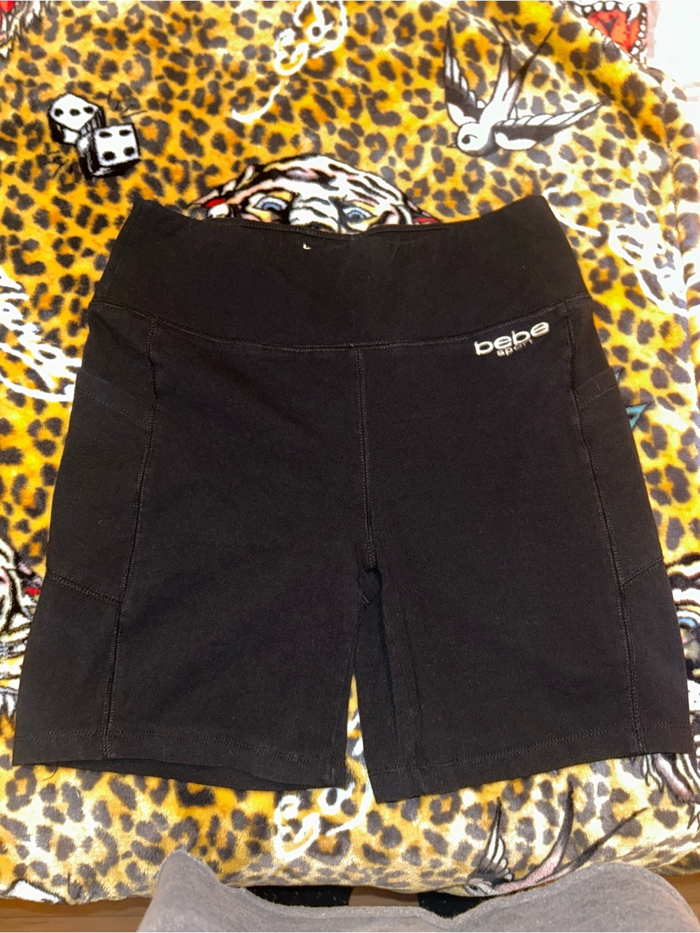 bebe Black High-Waist Bike Shorts